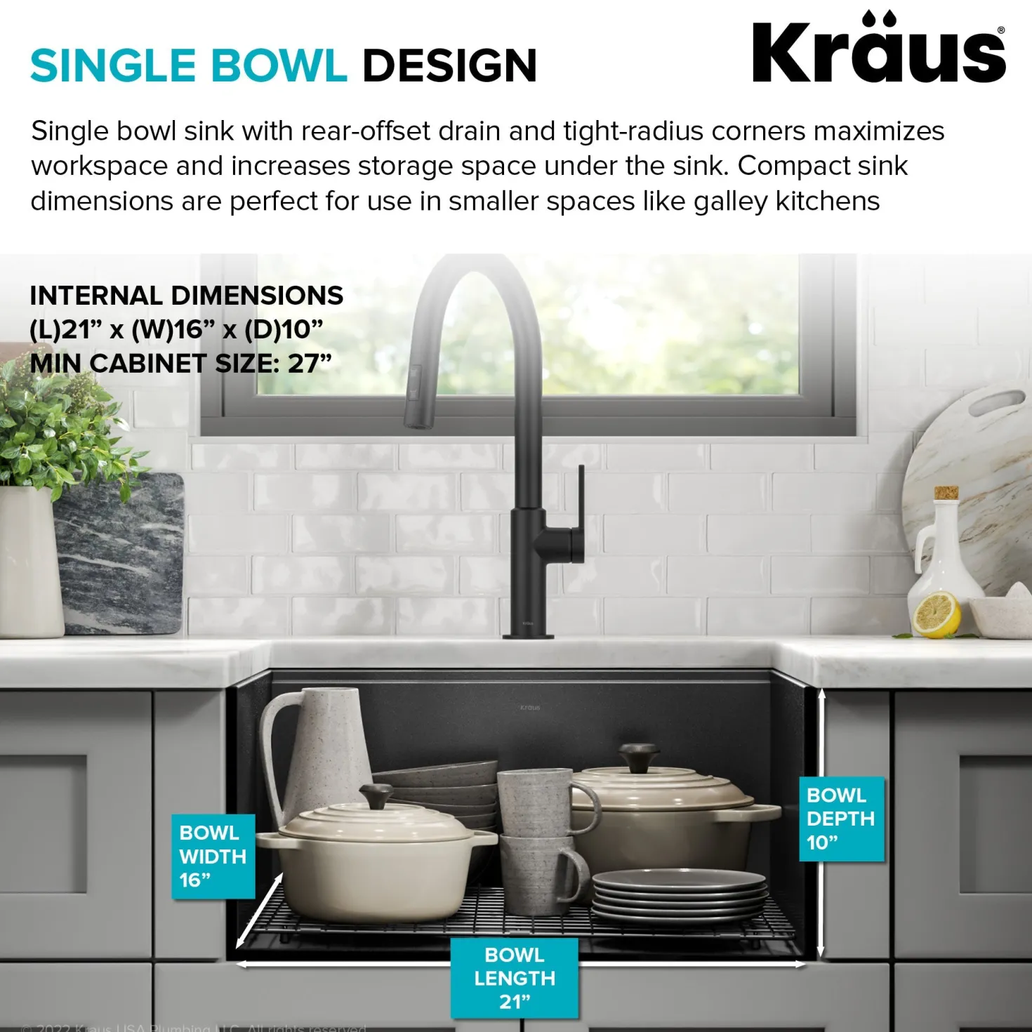 KRAUS Kore Workstation 23" Undermount Kitchen Sink in 16 Gauge PVD Gunmetal