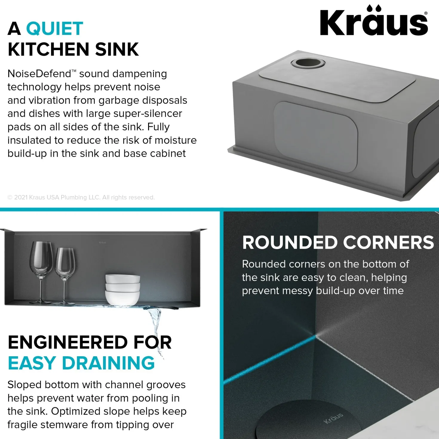 KRAUS Kore Workstation 23" Undermount Kitchen Sink in 16 Gauge PVD Gunmetal
