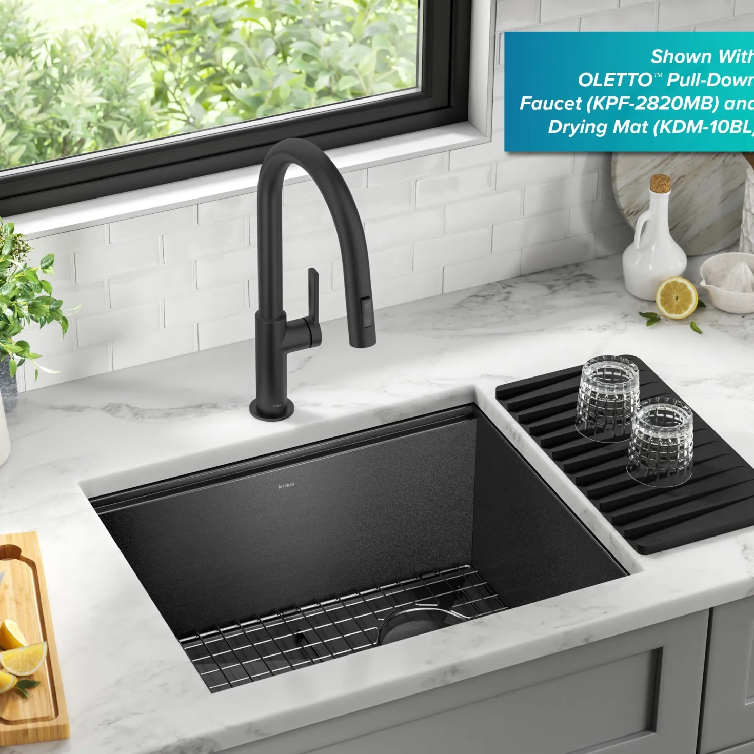 KRAUS Kore Workstation 23" Undermount Kitchen Sink in 16 Gauge PVD Gunmetal