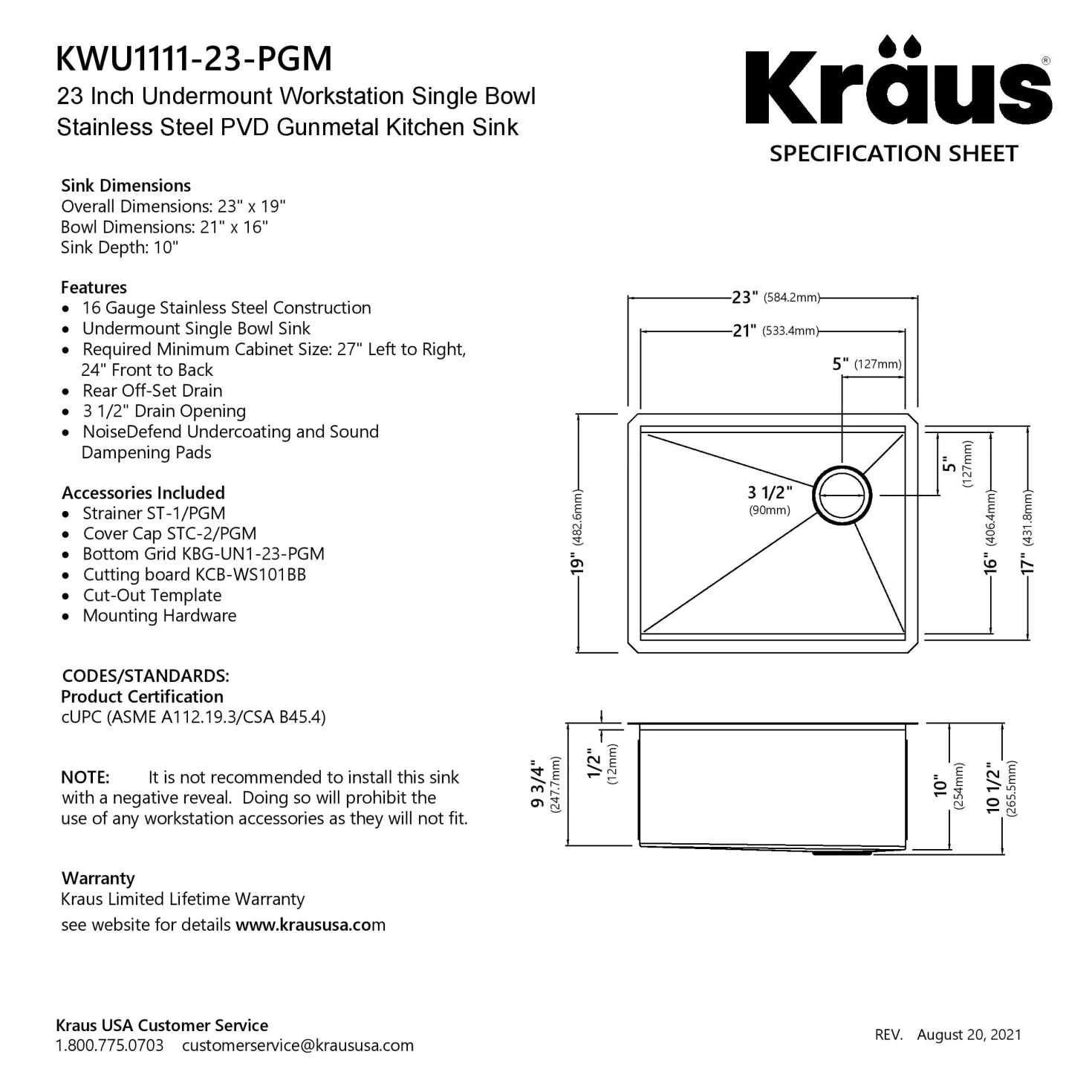 KRAUS Kore Workstation 23" Undermount Kitchen Sink in 16 Gauge PVD Gunmetal