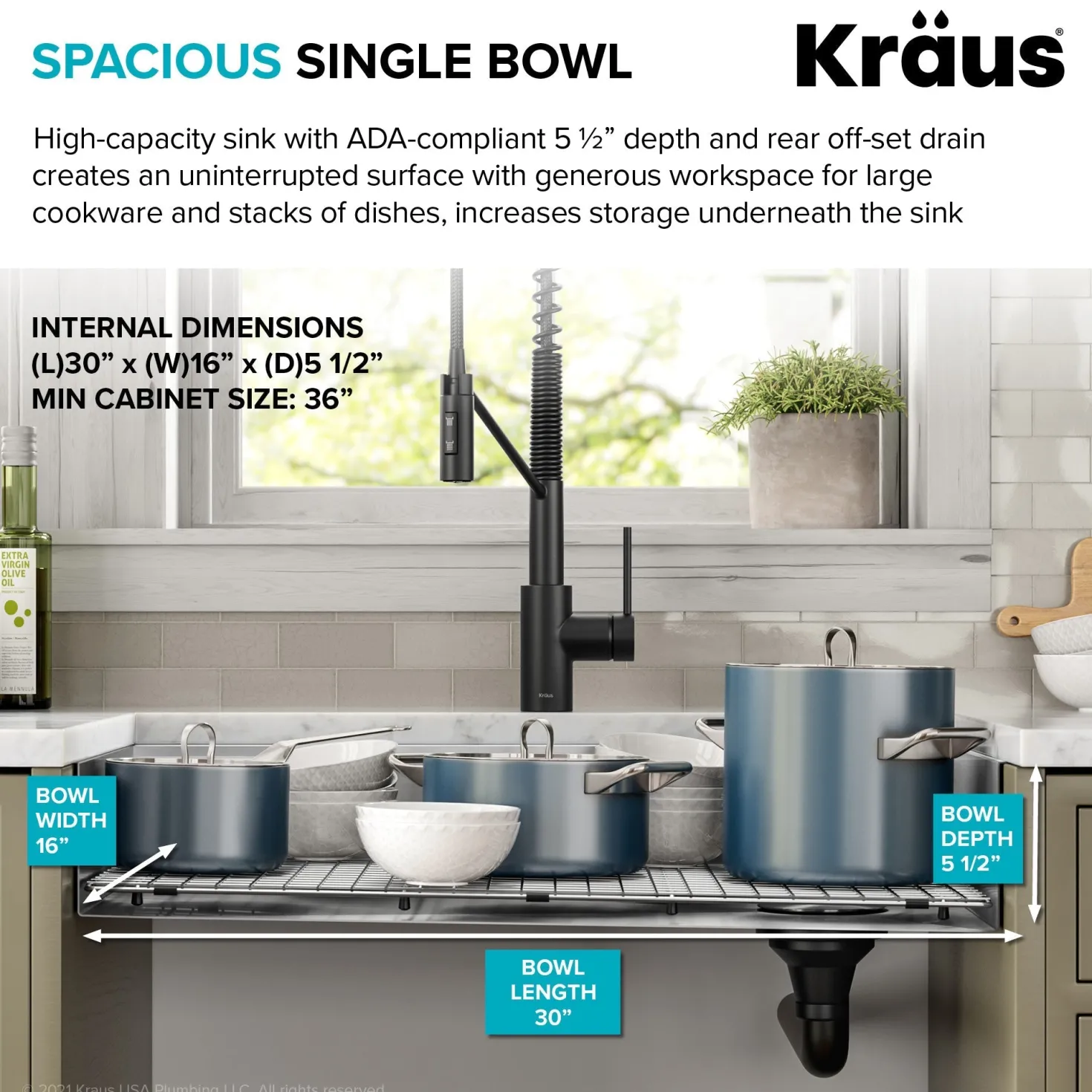 KRAUS Kore Workstation 32" Undermount 16 Gauge 5.5" Deep Single Bowl ADA Kitchen Sink