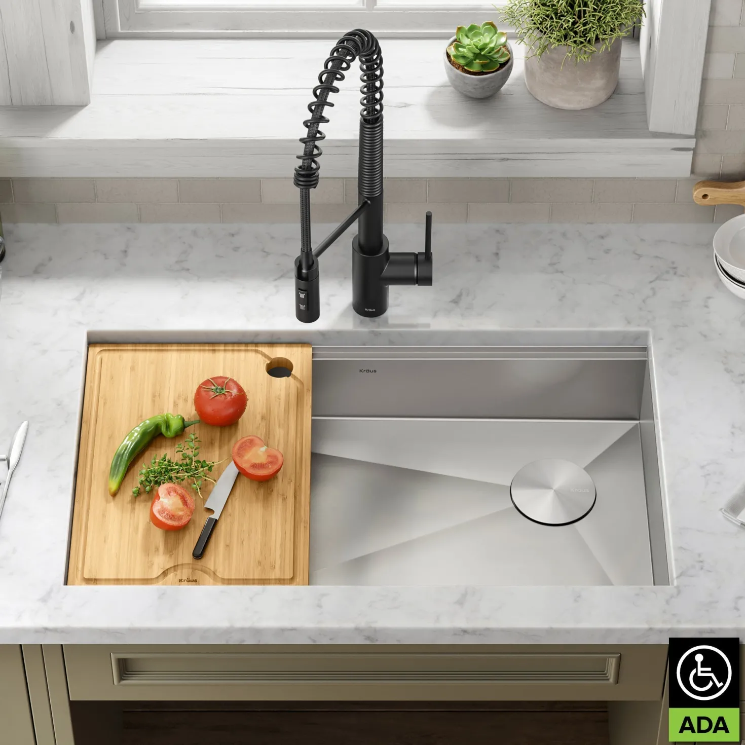 KRAUS Kore Workstation 32" Undermount 16 Gauge 5.5" Deep Single Bowl ADA Kitchen Sink