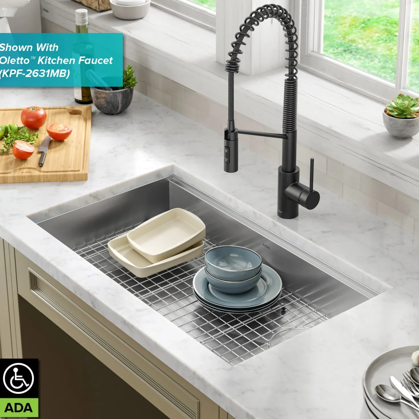 KRAUS Kore Workstation 32" Undermount 16 Gauge 5.5" Deep Single Bowl ADA Kitchen Sink