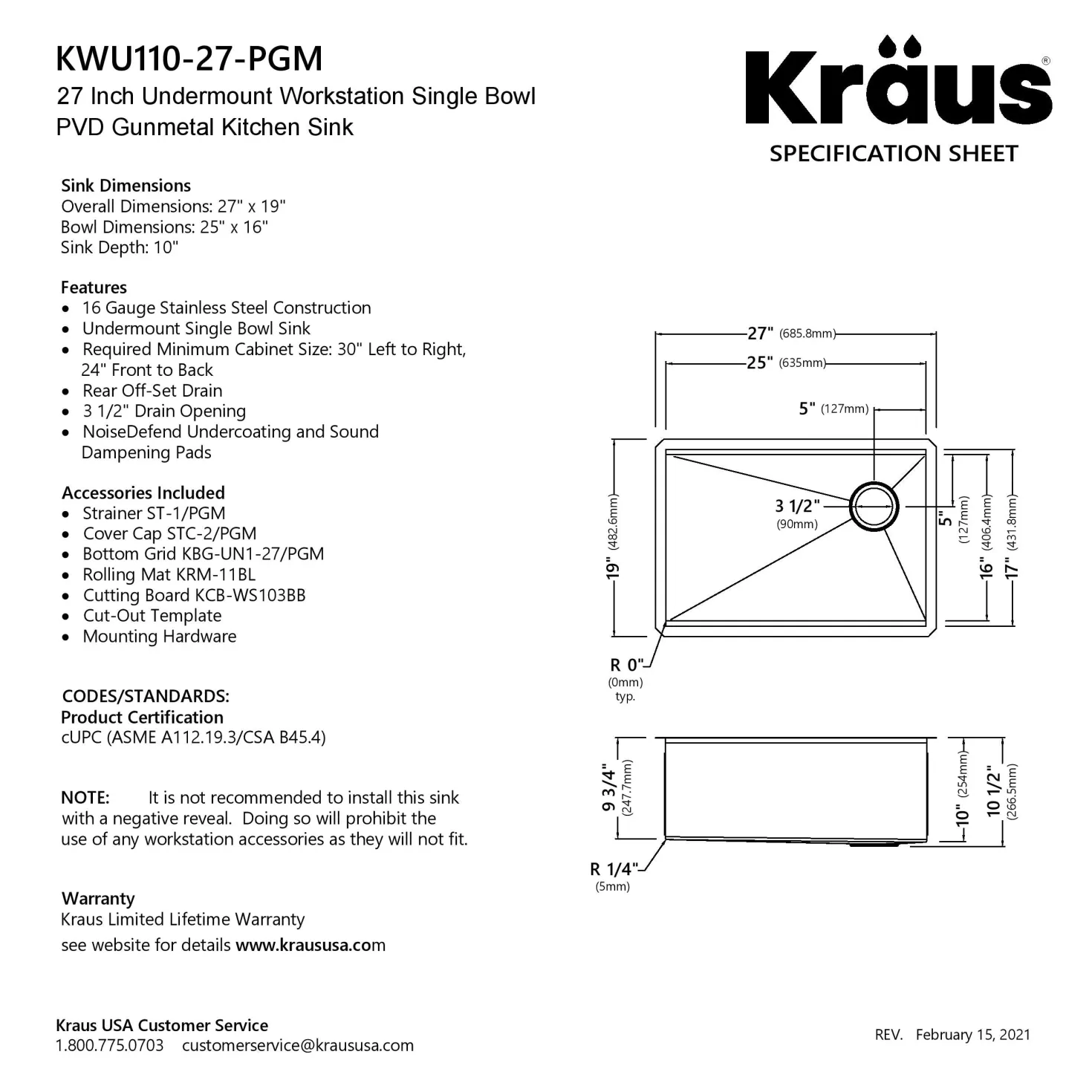 KRAUS Kore Workstation 27" Undermount 16 Gauge Single Bowl Kitchen Sink in PVD Gunmetal