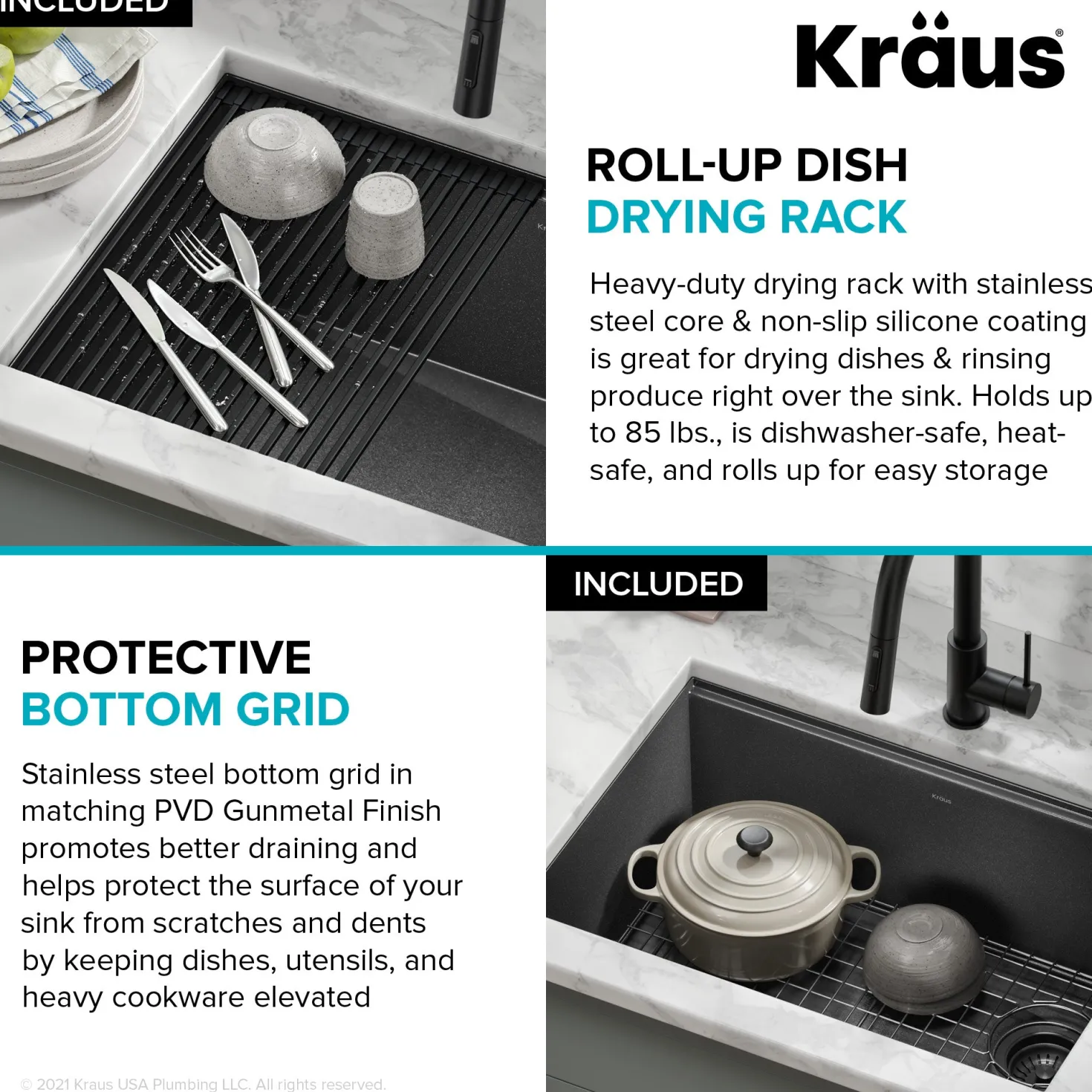 KRAUS Kore Workstation 27" Undermount 16 Gauge Single Bowl Kitchen Sink in PVD Gunmetal