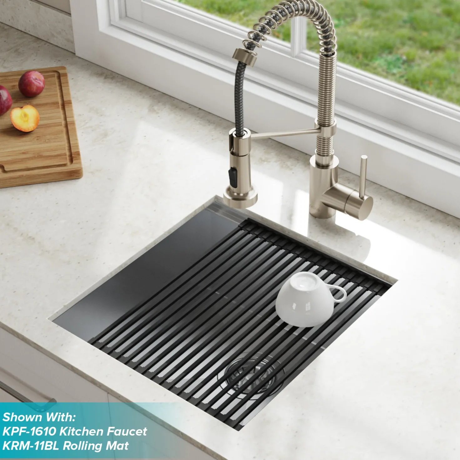 KRAUS Kore Workstation 17" Undermount 16 Gauge Single Bowl Stainless Steel Bar Sink with Accessories