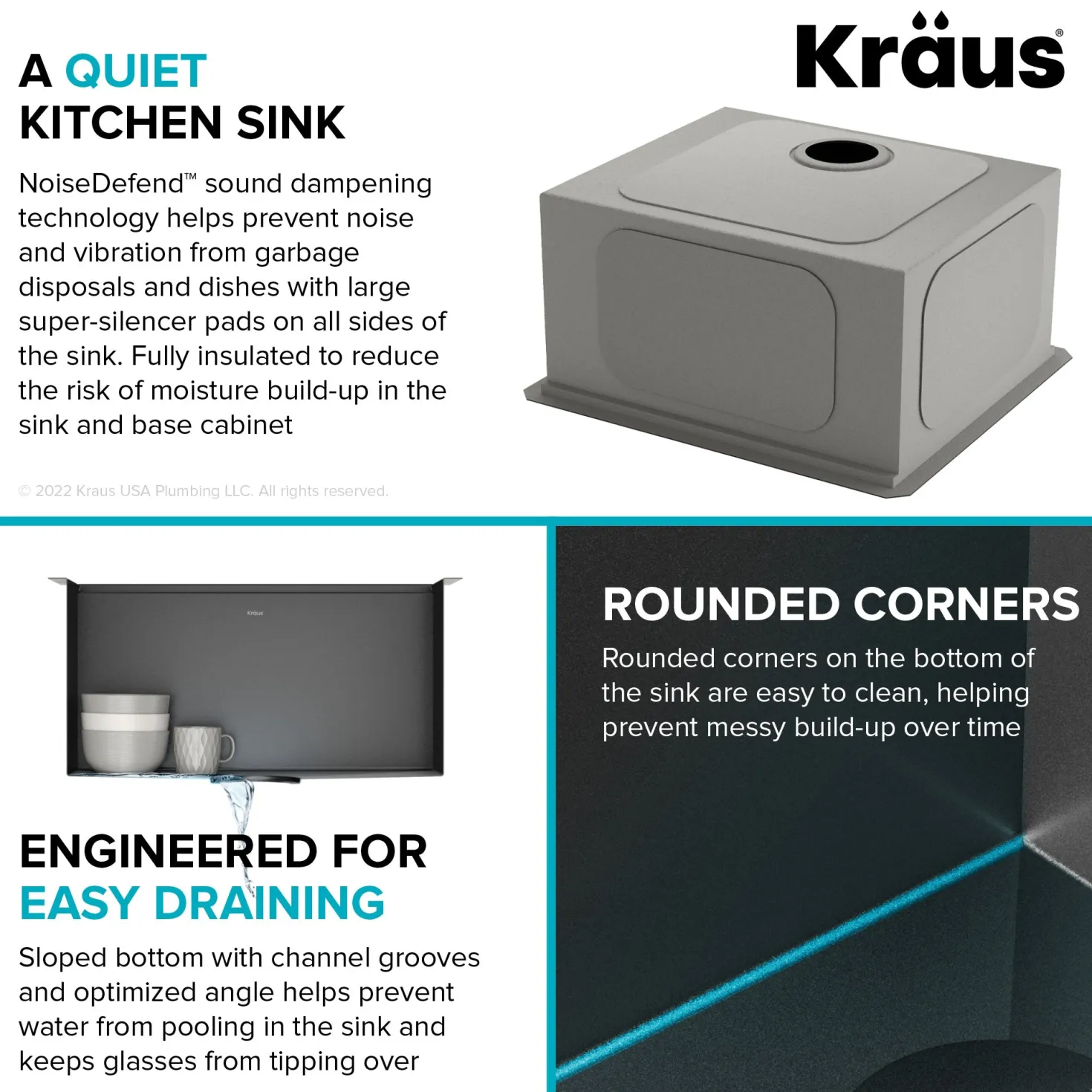 KRAUS Kore Workstation 21" Undermount 16 Gauge Bar or Kitchen Sink in PVD Gunmetal