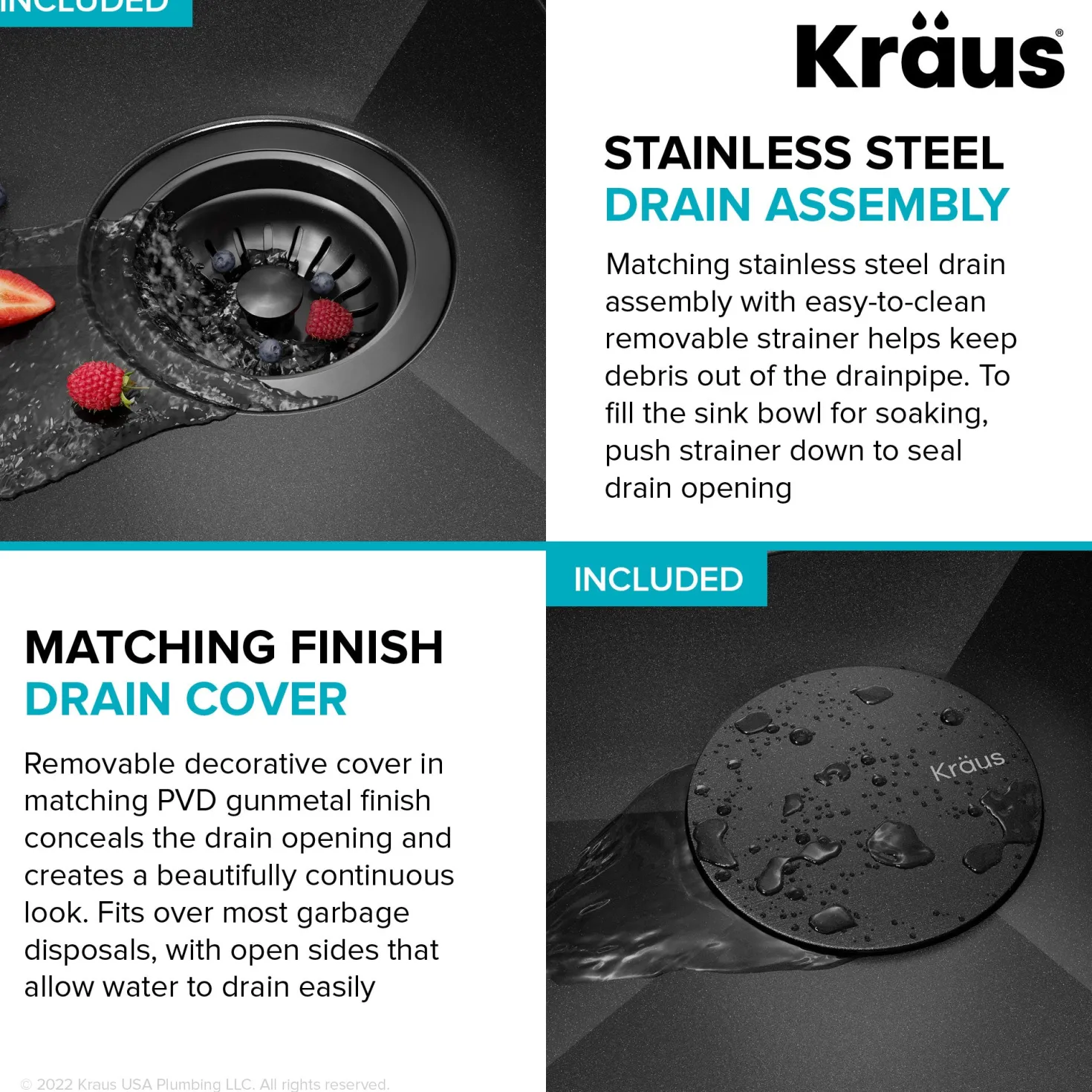KRAUS Kore Workstation 21" Undermount 16 Gauge Bar or Kitchen Sink in PVD Gunmetal