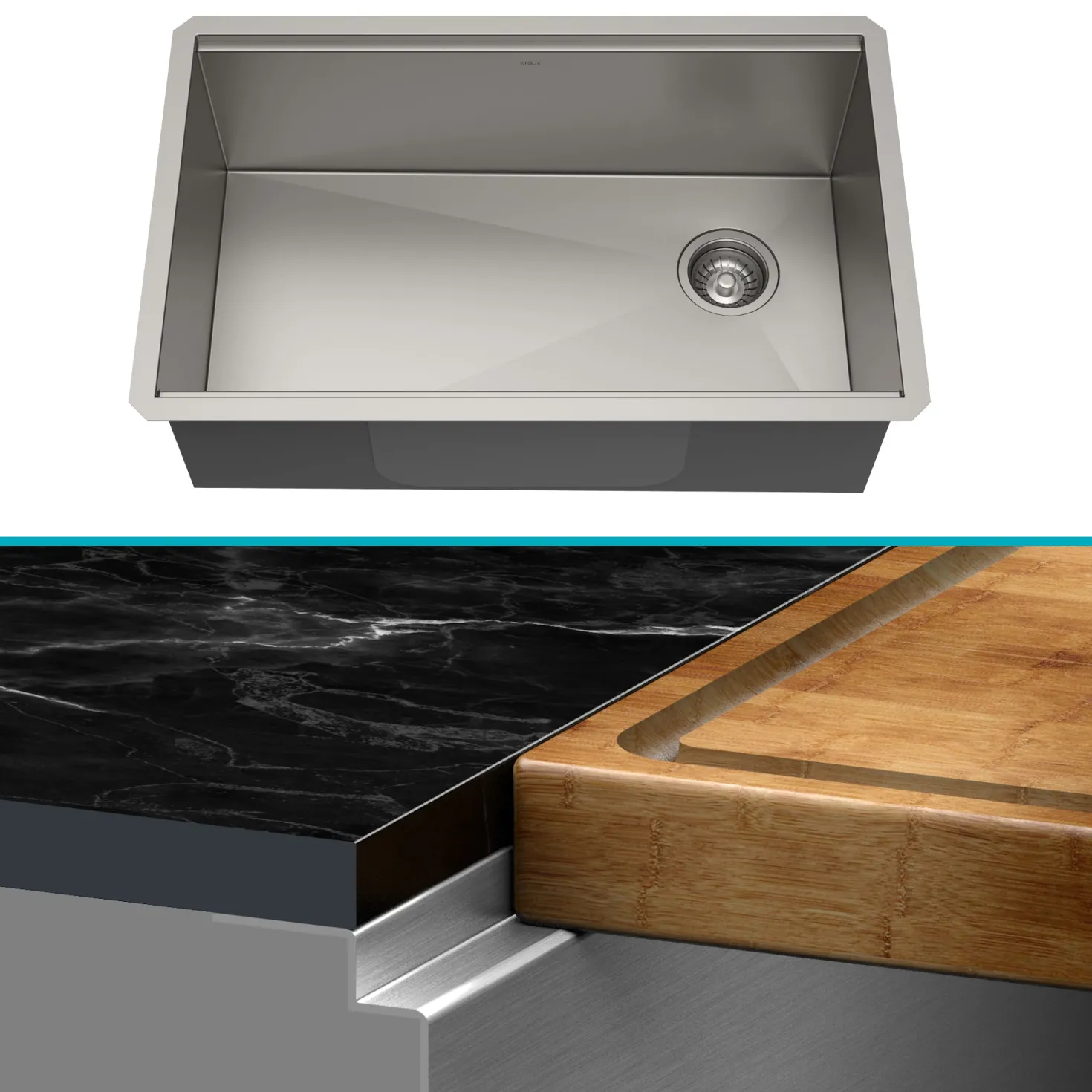 KRAUS Kore Workstation 32" Undermount 16 Gauge Single Bowl Stainless Steel Kitchen Sink with Accessories