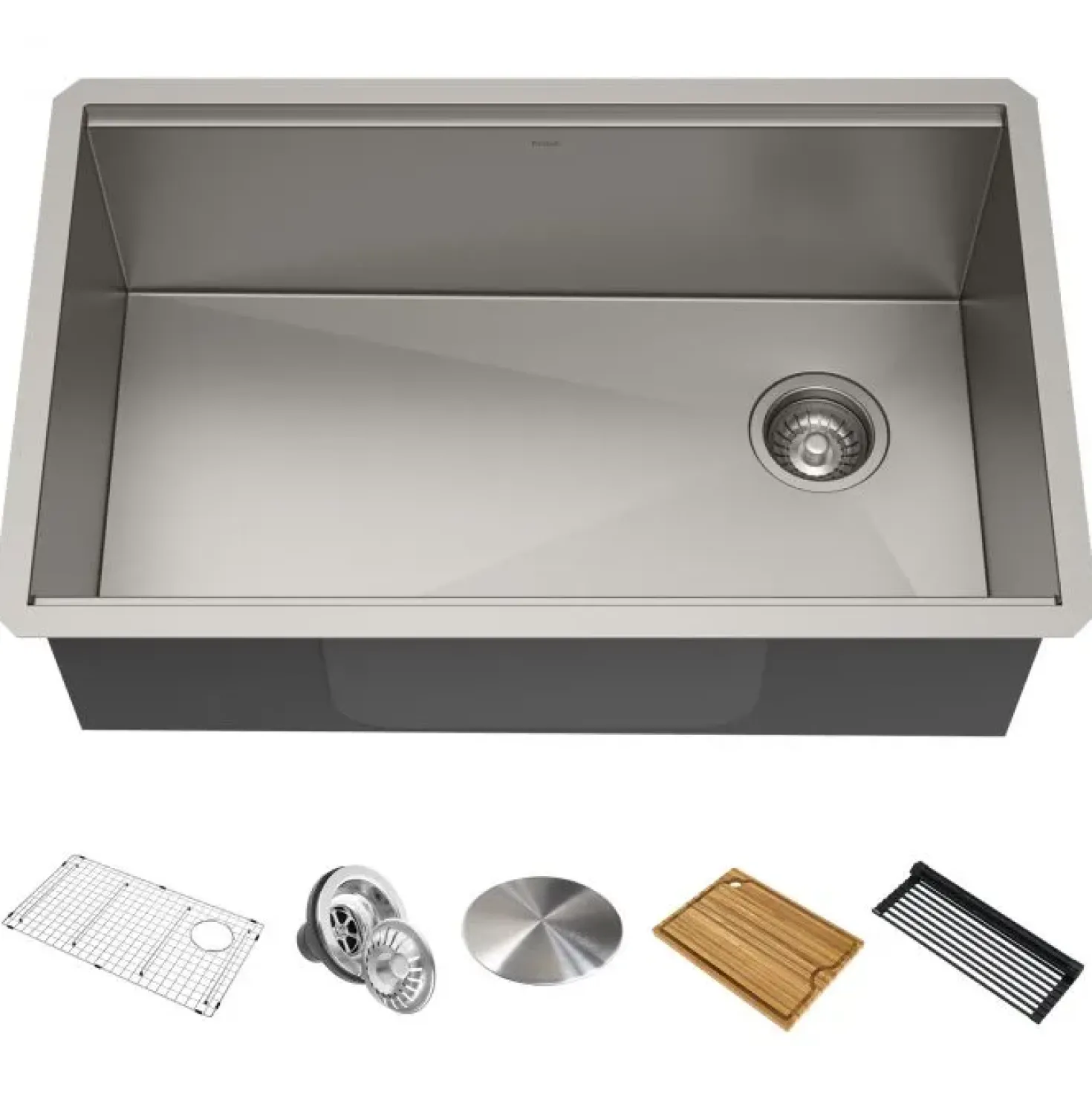 KRAUS Kore Workstation 32" Undermount 16 Gauge Single Bowl Stainless Steel Kitchen Sink with Accessories