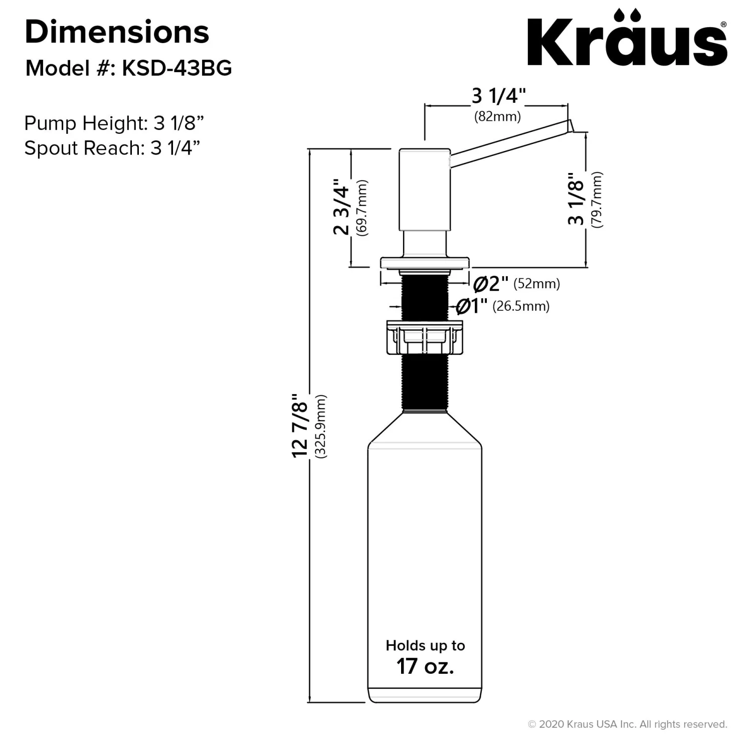 KRAUS KSD-32BG Kitchen Soap Dispenser in Brushed Gold