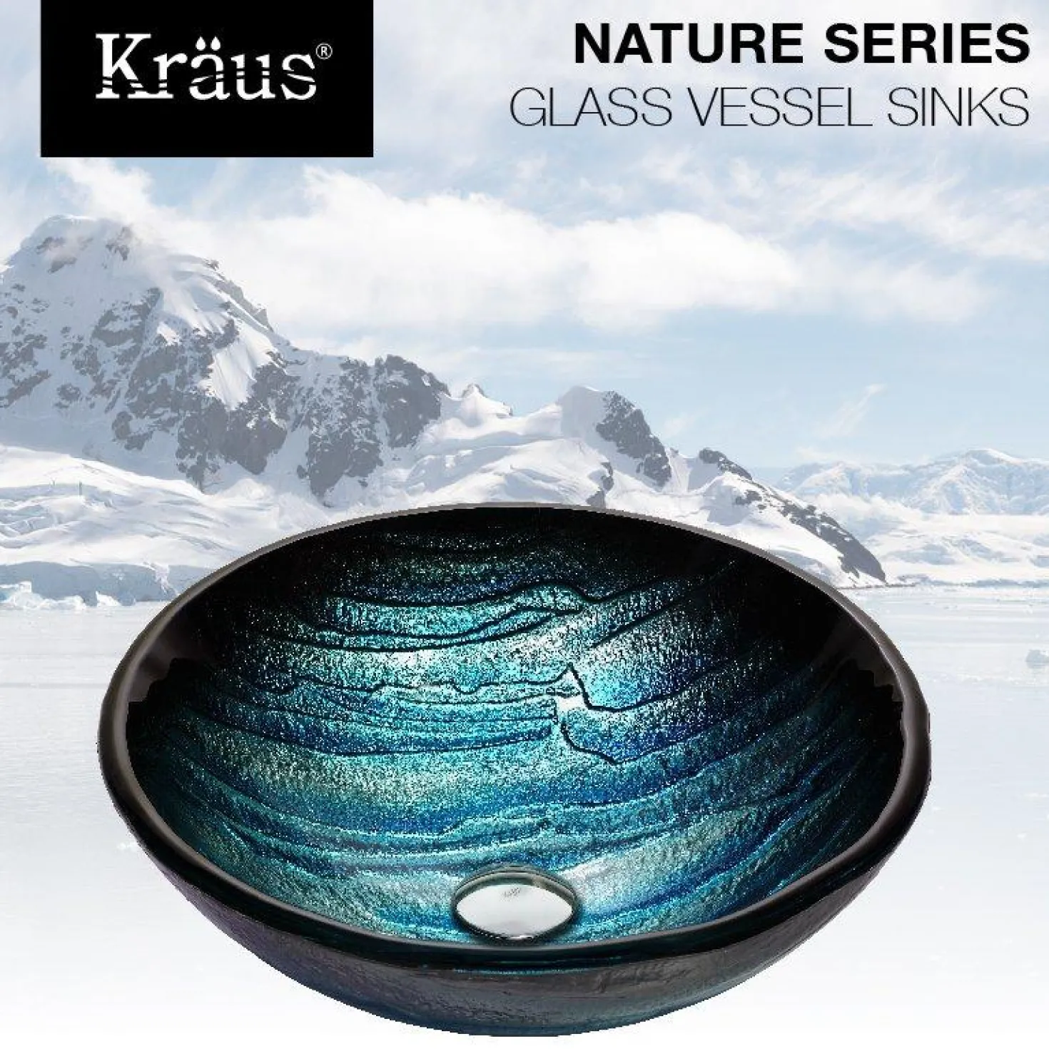 KRAUS Ladon Glass Vessel Sink and Ramus Faucet