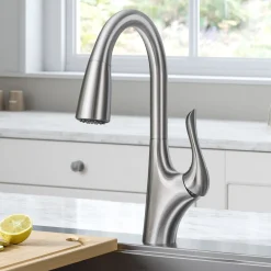 KRAUS Merlin Single Handle Pull-Down Kitchen Faucet in Spot Free Stainless Steel
