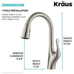 KRAUS Merlin Single Handle Pull-Down Kitchen Faucet in Spot Free Stainless Steel