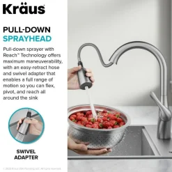KRAUS Merlin Single Handle Pull-Down Kitchen Faucet in Matte Black