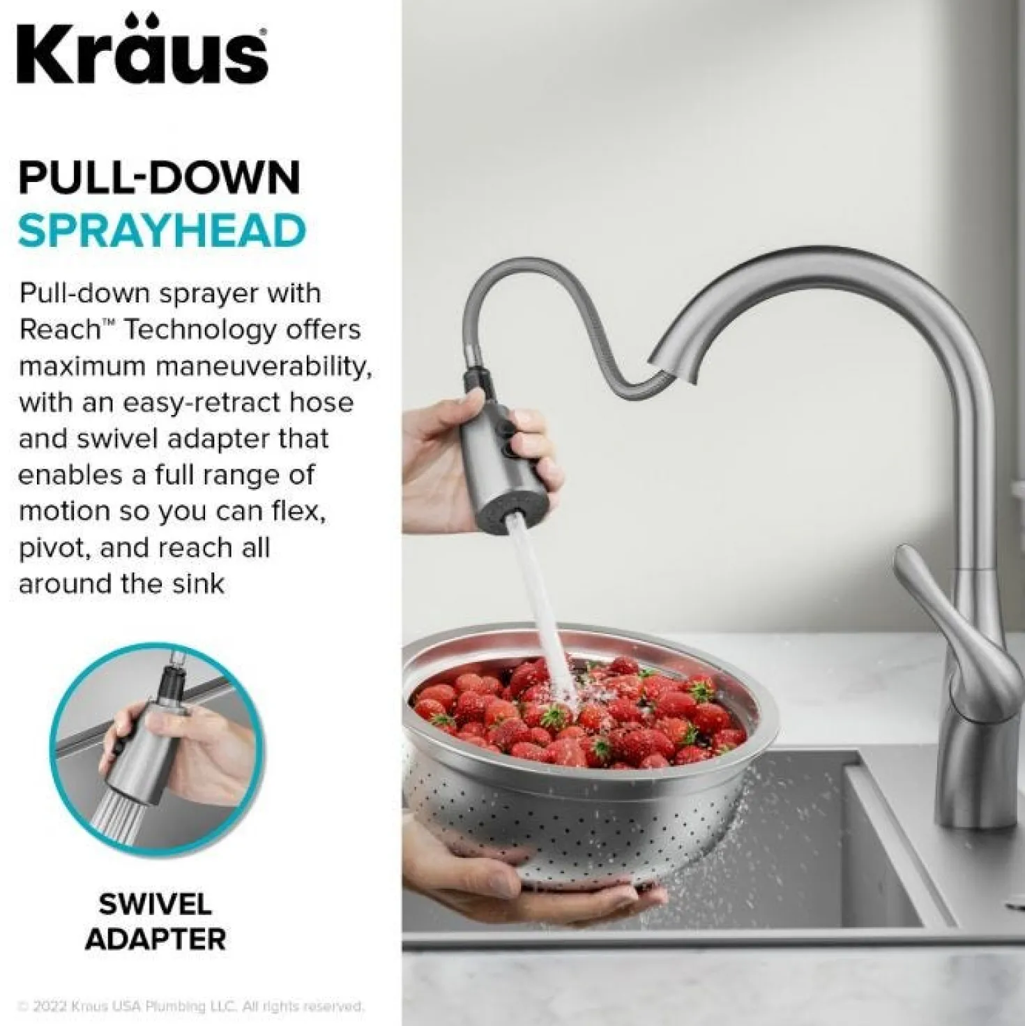 KRAUS Merlin Single Handle Pull-Down Kitchen Faucet in Matte Black