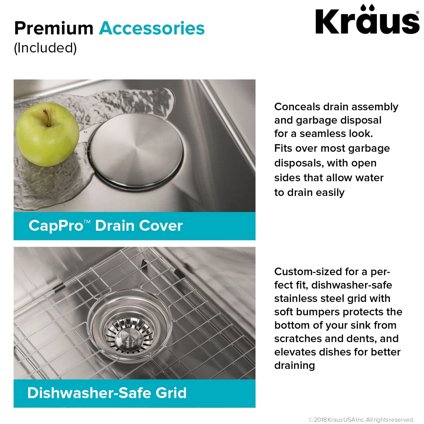 KRAUS 33" Modern Flat Front Farmhouse Stainless Steel Kitchen Sink with Off Center Drain