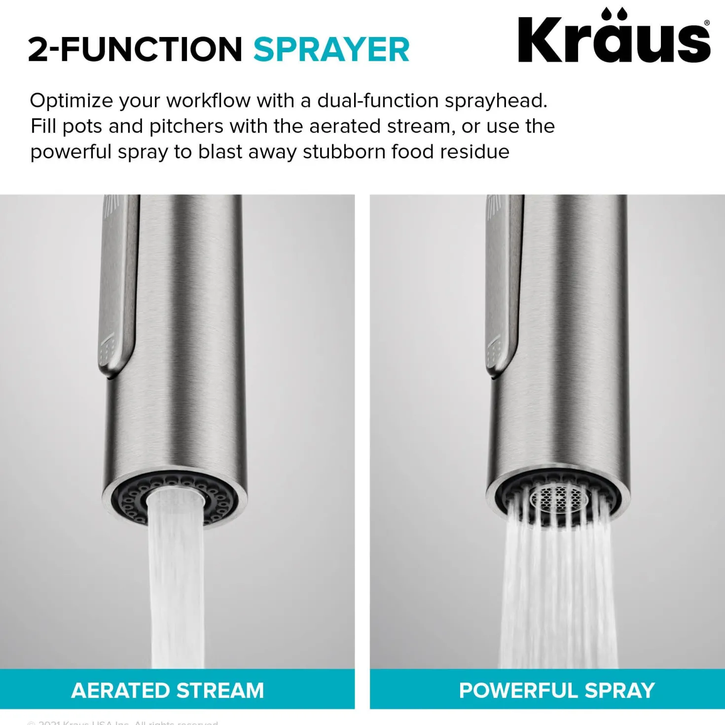 KRAUS New Oletto Contemporary Single Handle Pull Down Kitchen Faucet in Chrome