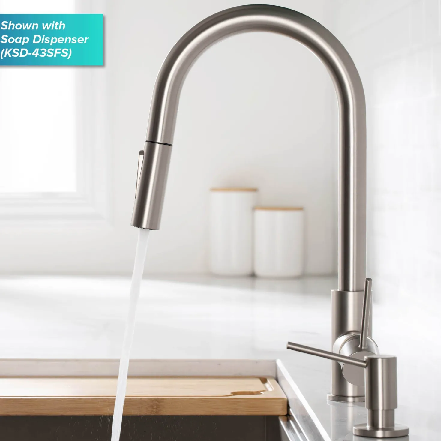 KRAUS New Oletto Contemporary Single Handle Pull Down Kitchen Faucet in Chrome