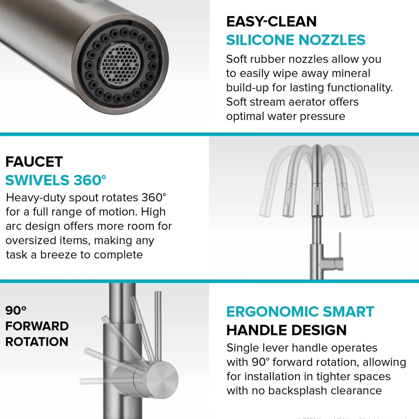 KRAUS New Oletto Contemporary Single Handle Pull Down Kitchen Faucet in Chrome