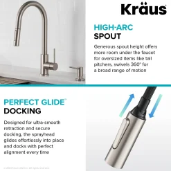 KRAUS New Oletto Contemporary Single Handle Pull Down Kitchen Faucet in Chrome