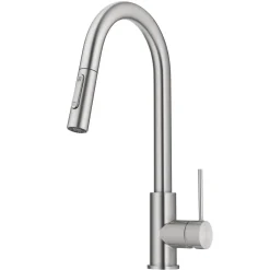 KRAUS New Oletto Contemporary Single Handle Pull Down Kitchen Faucet in Spot Free Stainless Steel
