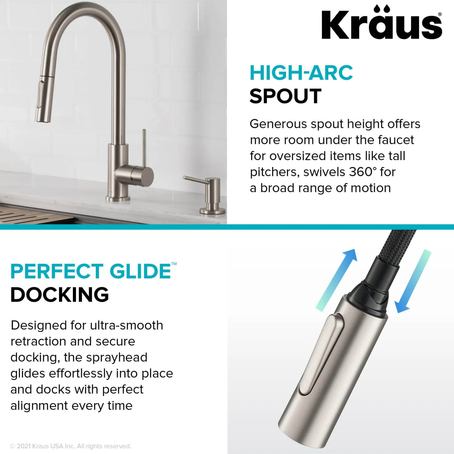 KRAUS New Oletto Contemporary Single Handle Pull Down Kitchen Faucet in Spot Free Stainless Steel