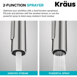 KRAUS New Oletto Contemporary Single Handle Pull Down Kitchen Faucet in Spot Free Stainless Steel