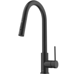 KRAUS New Oletto Contemporary Single Handle Pull Down Kitchen Faucet in Matte Black