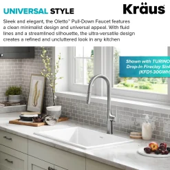 KRAUS New Oletto Modern Single Handle Pull Down Kitchen Faucet in Spot Free Stainless Steel