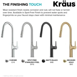 KRAUS New Oletto Modern Single Handle Pull Down Kitchen Faucet in Spot Free Stainless Steel