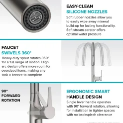 KRAUS New Oletto Modern Single Handle Pull Down Kitchen Faucet in Spot Free Stainless Steel