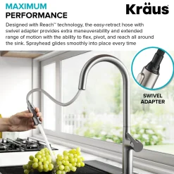 KRAUS New Oletto Modern Single Handle Pull Down Kitchen Faucet in Matte Black