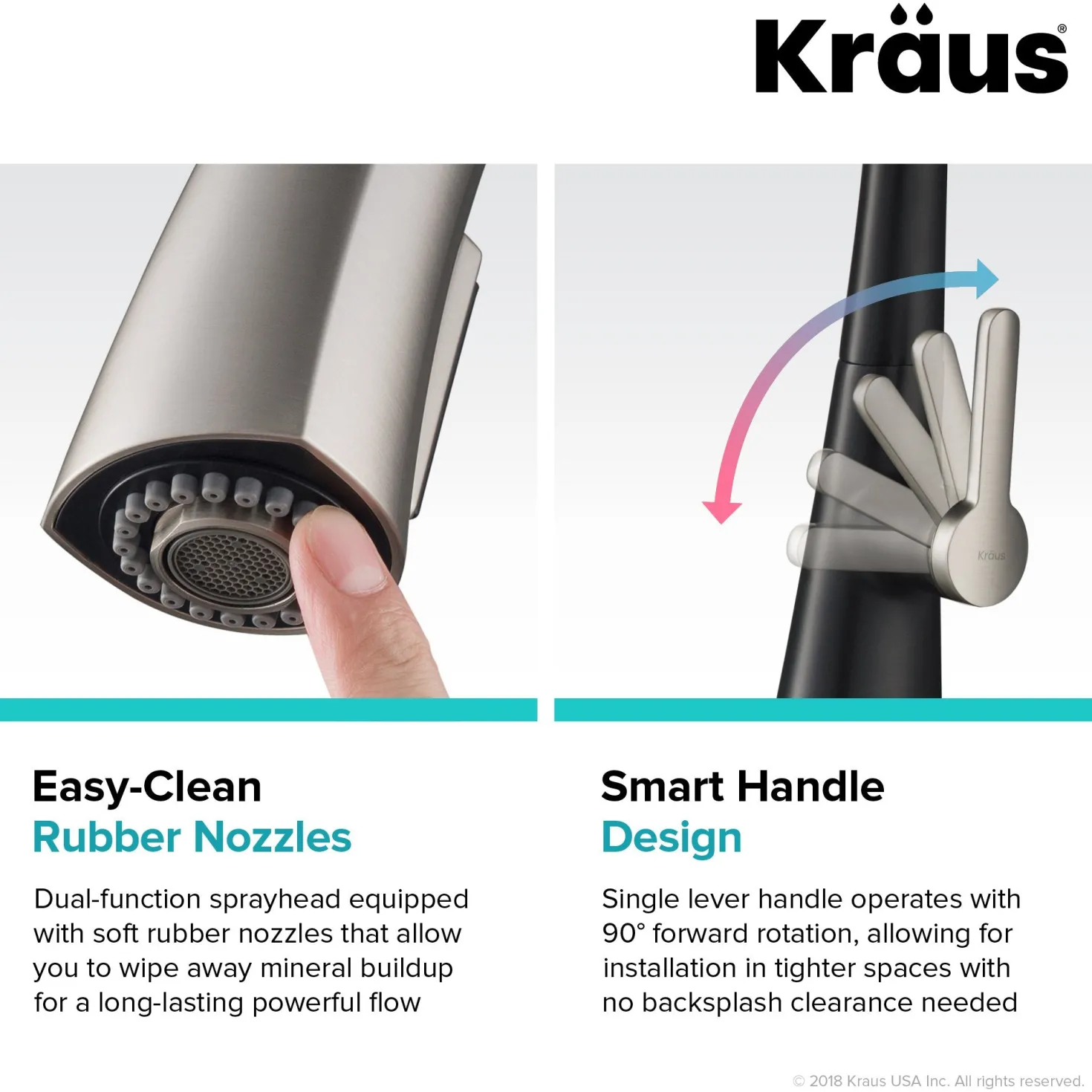 KRAUS Nolen Dual Function Pull-Down Kitchen Faucet in Spot Free Stainless Steel/Matte Black