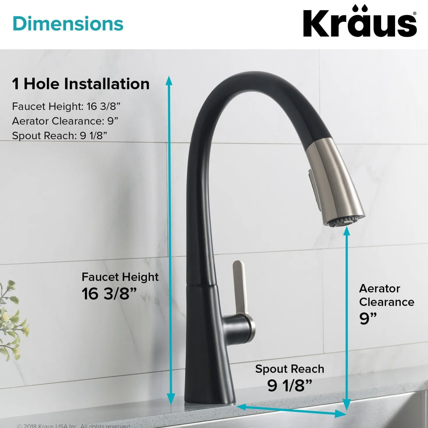 KRAUS Nolen Dual Function Pull-Down Kitchen Faucet in Spot Free Stainless Steel/Matte Black