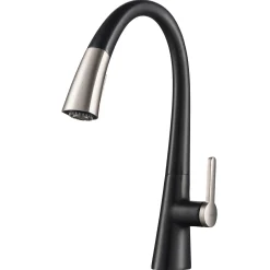 KRAUS Nolen Dual Function Pull-Down Kitchen Faucet in Spot Free Stainless Steel/Matte Black