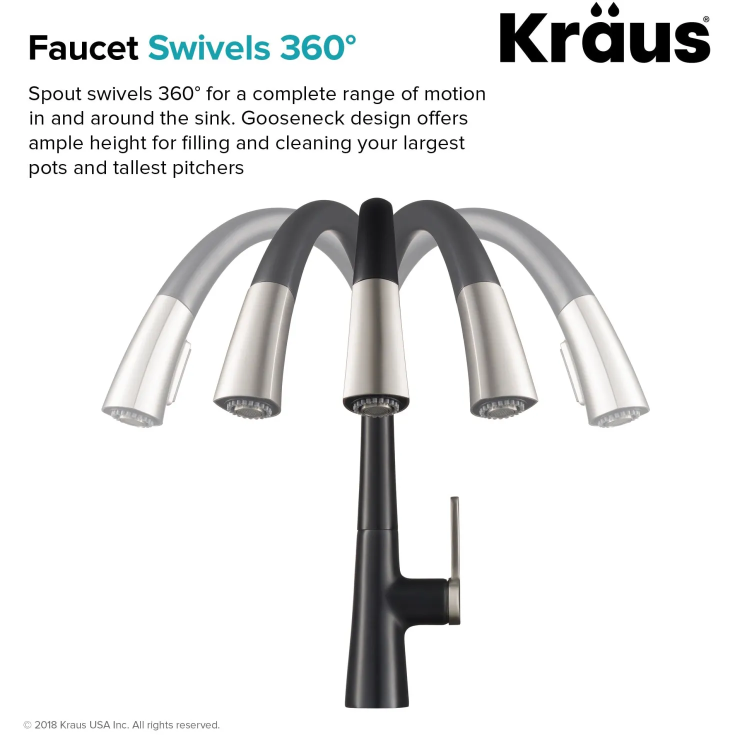 KRAUS Nolen Dual Function Pull-Down Kitchen Faucet in Spot Free Stainless Steel/Matte Black