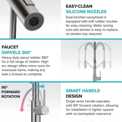 KRAUS Oletto Commercial Style Pull-Down Single Handle Kitchen Faucet in Brushed Brass