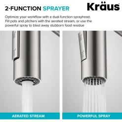 KRAUS Oletto Commercial Style Pull-Down Single Handle Kitchen Faucet in Brushed Brass