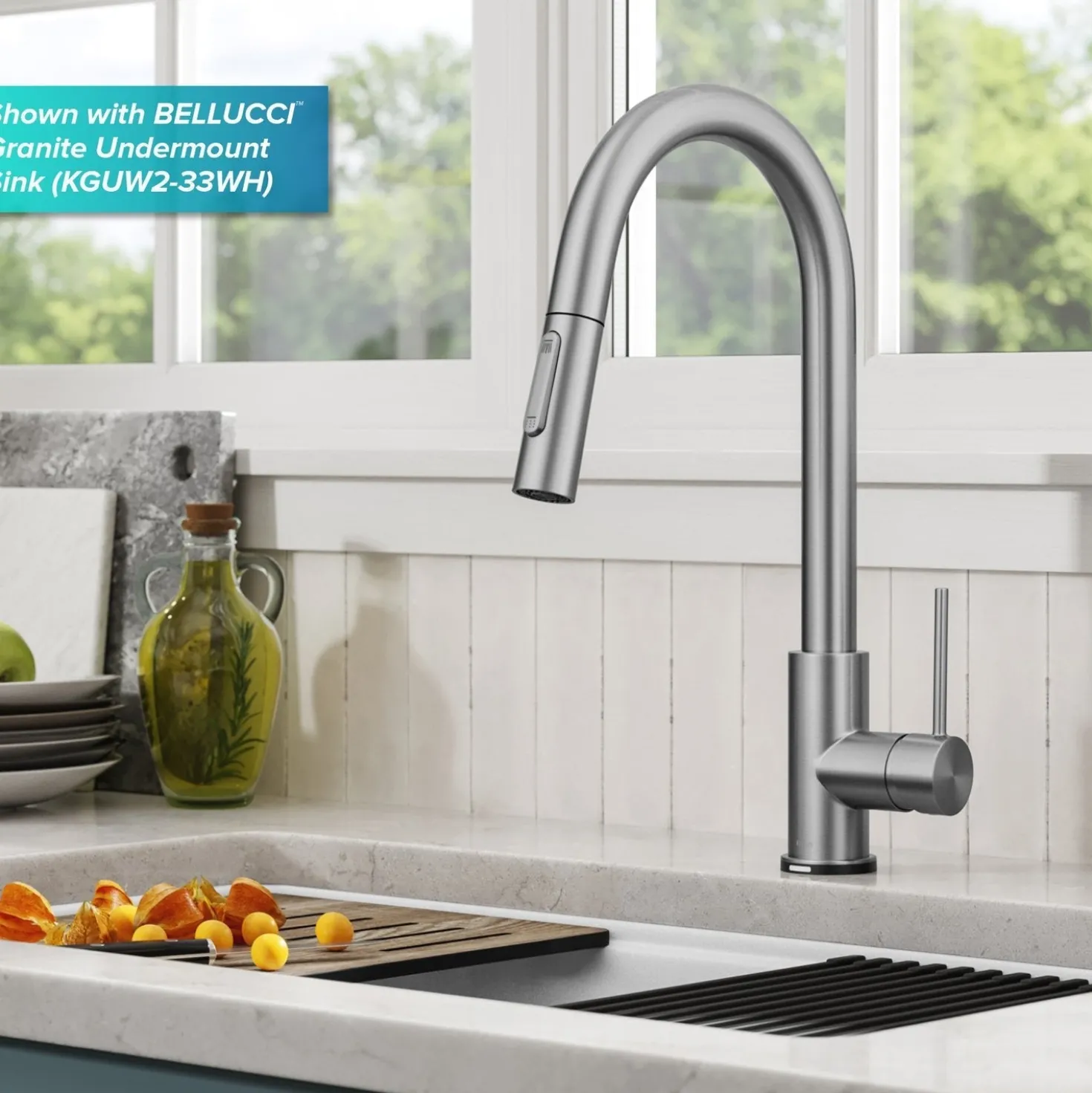 KRAUS Oletto Contemporary Single-Handle Touch Activated with Pull Down Sprayer in Spot Free Stainless Steel