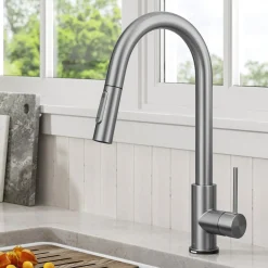KRAUS Oletto Contemporary Single-Handle Touch Activated with Pull Down Sprayer in Spot Free Stainless Steel