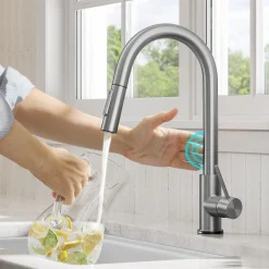 KRAUS Oletto Contemporary Single-Handle Touch Activated with Pull Down Sprayer in Spot Free Stainless Steel