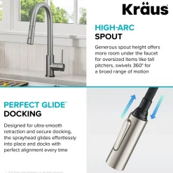 KRAUS Oletto Contemporary Single-Handle Touch Activated with Pull Down Sprayer in Spot Free Stainless Steel