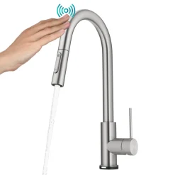 KRAUS Oletto Contemporary Single-Handle Touch Activated with Pull Down Sprayer in Spot Free Stainless Steel