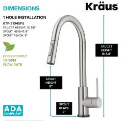 KRAUS Oletto Contemporary Single-Handle Touch Activated with Pull Down Sprayer in Spot Free Stainless Steel