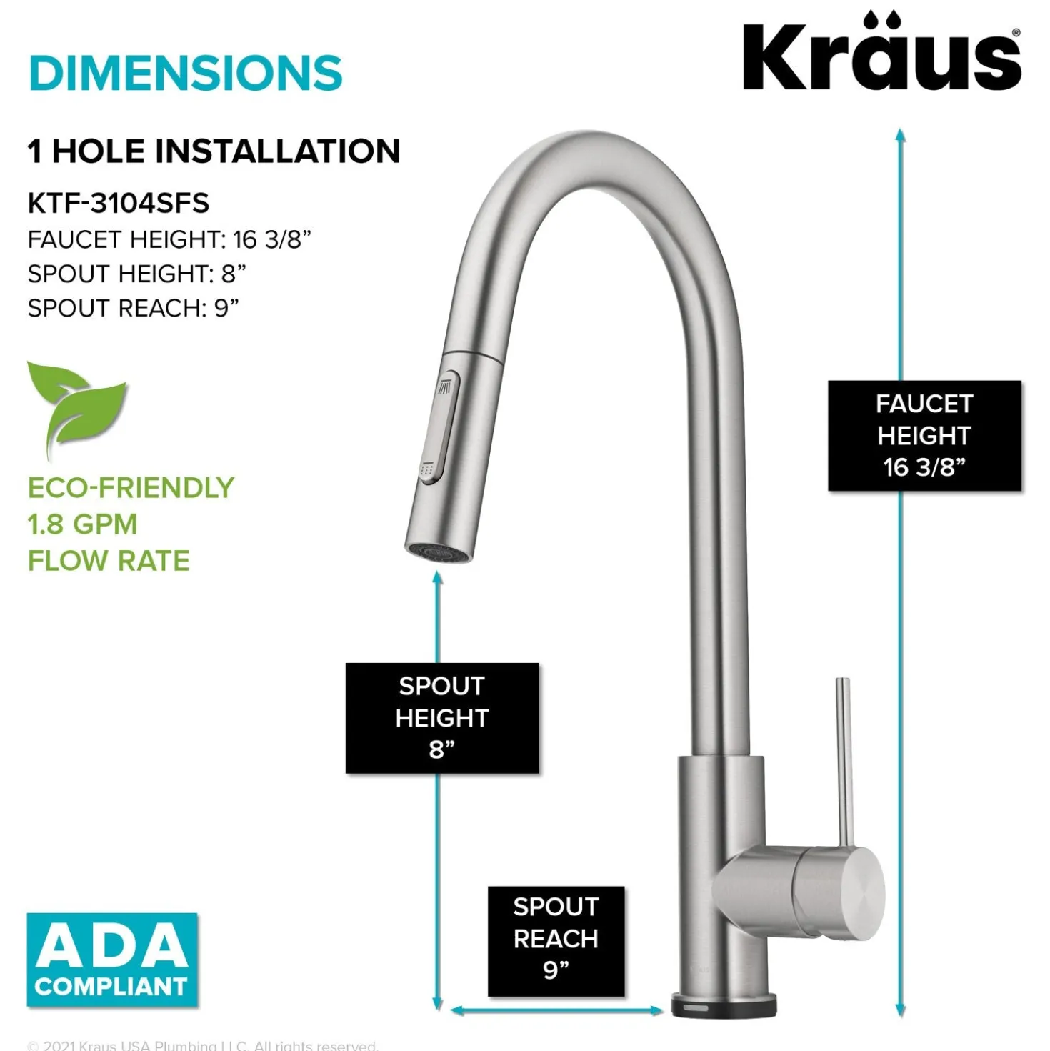 KRAUS Oletto Contemporary Single-Handle Touch Activated with Pull Down Sprayer in Spot Free Stainless Steel