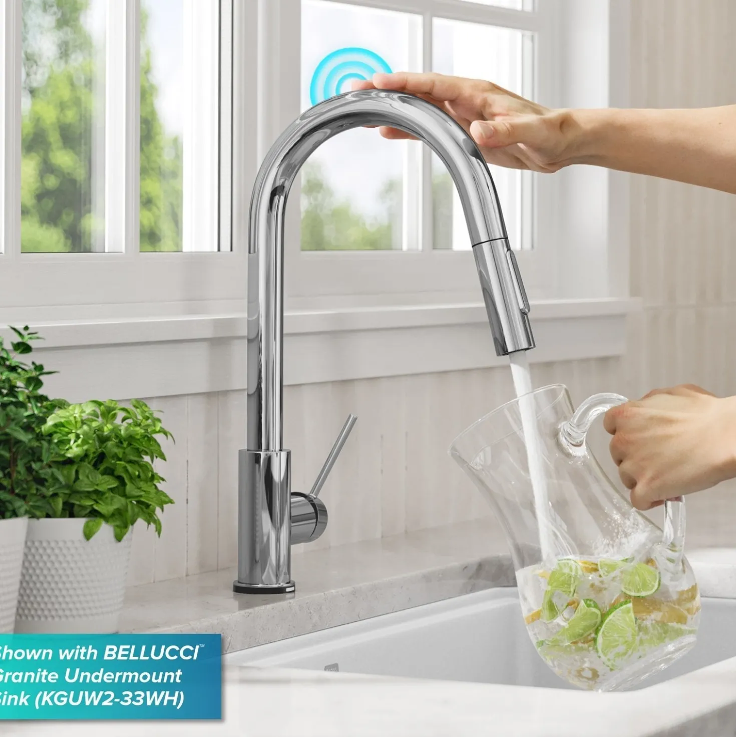 KRAUS Oletto Contemporary Single-Handle Touch Activated with Pull Down Sprayer in Chrome