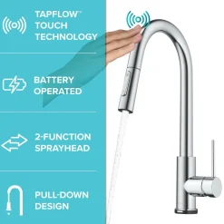 KRAUS Oletto Contemporary Single-Handle Touch Activated with Pull Down Sprayer in Chrome