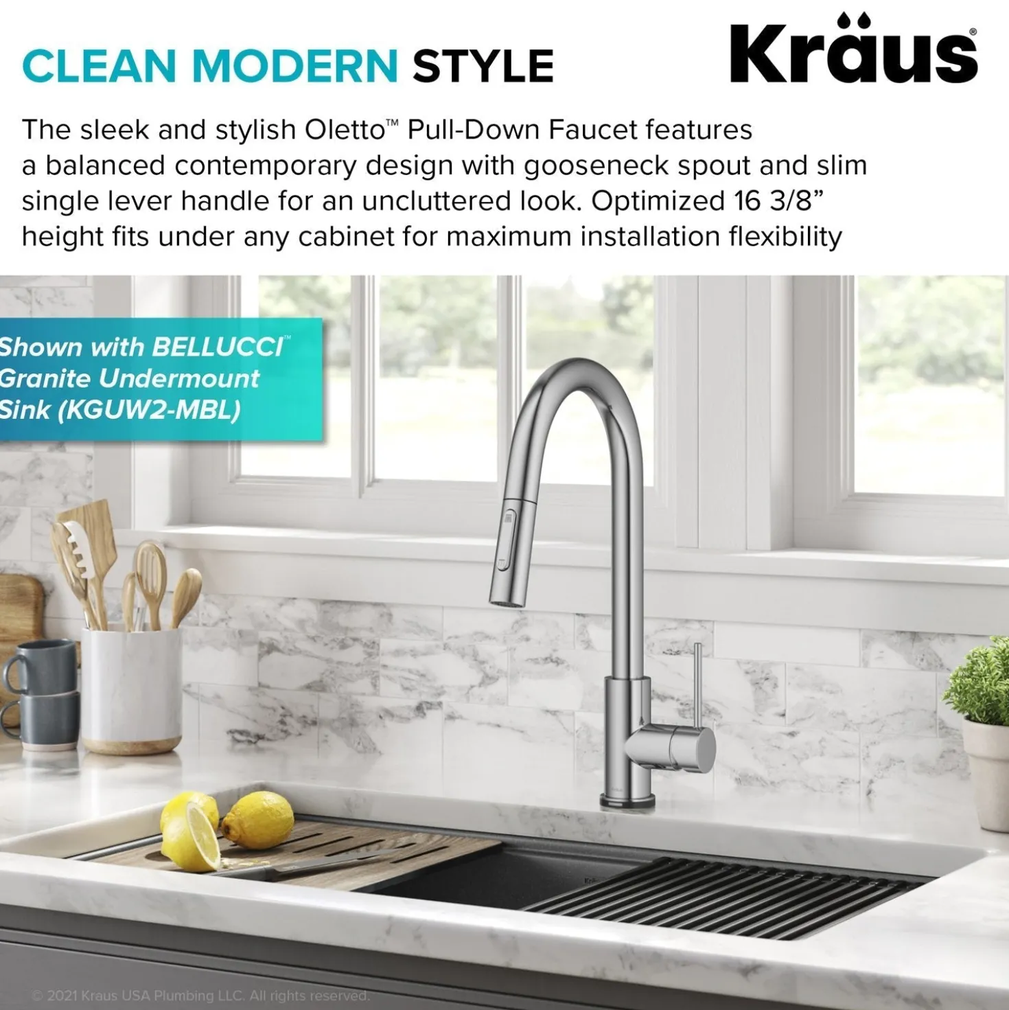 KRAUS Oletto Contemporary Single-Handle Touch Activated with Pull Down Sprayer in Chrome