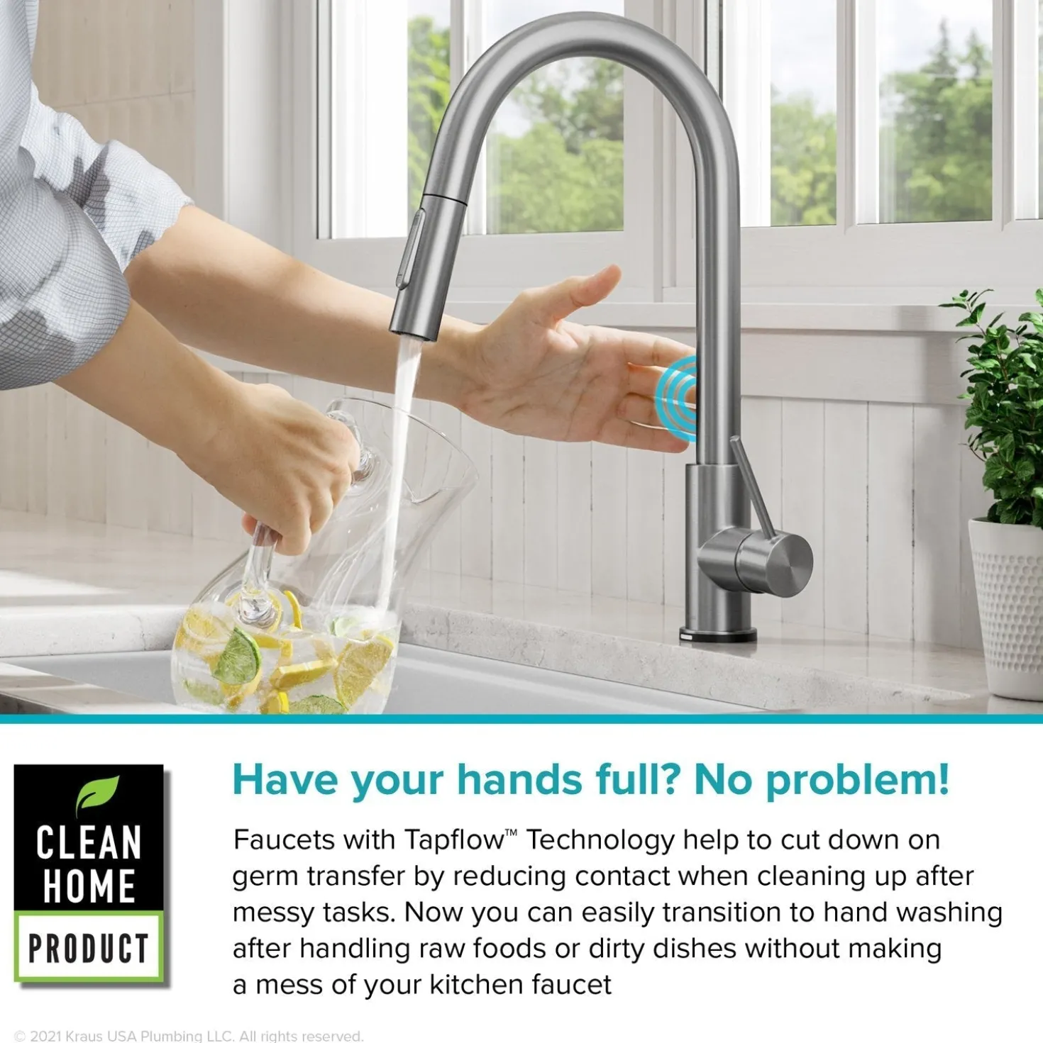KRAUS Oletto Contemporary Single-Handle Touch Activated with Pull Down Sprayer in Chrome